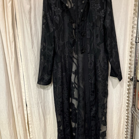 Vintage Gothic Black Sheer Floral Duster - Picture 1 of 7